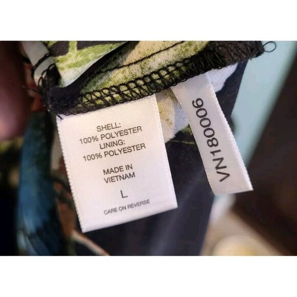 New Tropical Floral Bird Flutter Sleeve Maxi Dress Sz L Vacation Resort - Picture 7 of 8